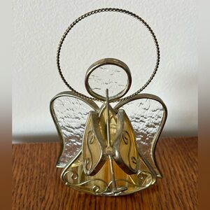 2003 Target Metal Glass Angel Tealight Votive Candle Holder Gold Tone 5 1/4”